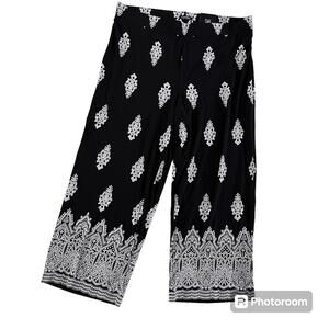 NWT Black Boho Wide Leg Pant Plus Size Sz 3X Stretch Fairy Grunge